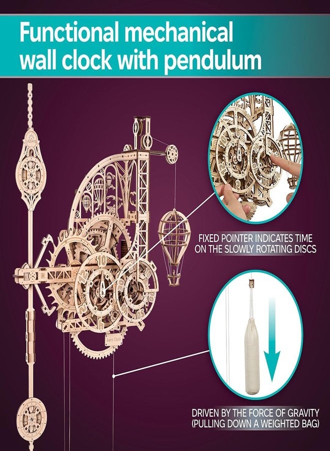 UGEARS Aero Clock Wooden 3D Puzzles for Adults - Mechanical Wooden Model Kits for Adults to Build, Wall Clock 3D Puzzle with Pendulum Model Kit, DIY Miniature Kit Crafts Gift for Christmas - Image 5